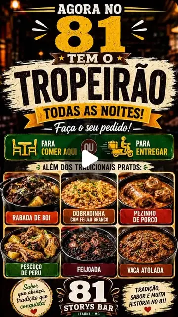 Tropeirão e pratos tradicionais no 81 Storys Bar