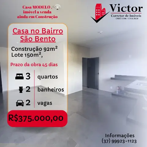 Casa nova 3 quartos no São Bento