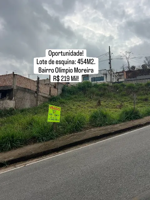 Lote de esquina de 454 m² à venda no Olímpio Moreira