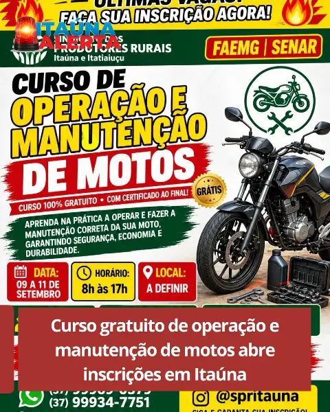 Curso gratuito de Operação e Manutenção de Motos