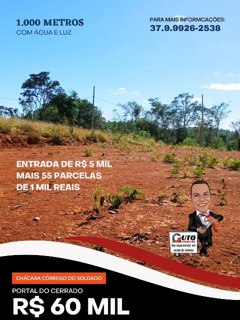 Chácara de 1.000m² no Córrego do Soldado