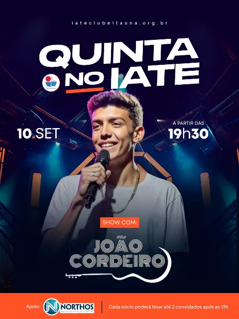 Quinta no Iate com show de João Cordeiro