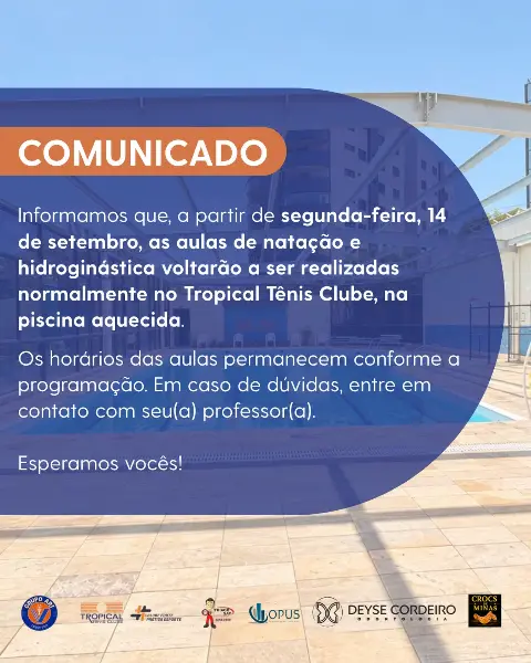 Aulas de Natação e Hidroginástica – Tropical Tênis Clube