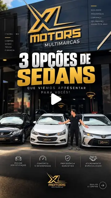 Civic, Cruze e Corolla: sedans disponíveis na XL Motors