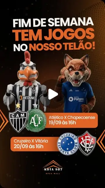 Jogos no telão do Kota 807: Atlético e Cruzeiro no fim de semana