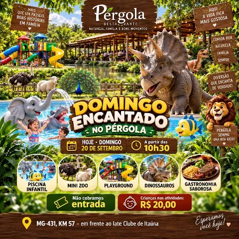 Pérgola – restaurante e espaço de lazer com dinossauros