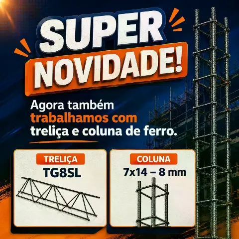 Treliça TG8SL e coluna de ferro para construção