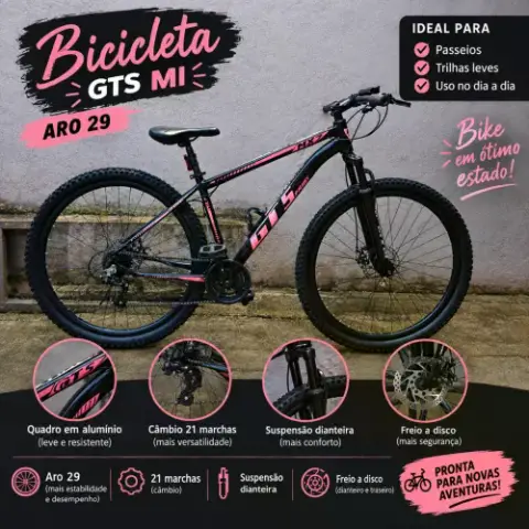 Bicicleta GTS M1 Aro 29 21 Marchas Freio a Disco
