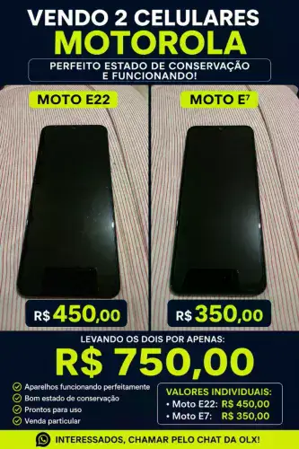 VENDO 2 CELULARES MOTOROLA - ÓTIMO ESTADO