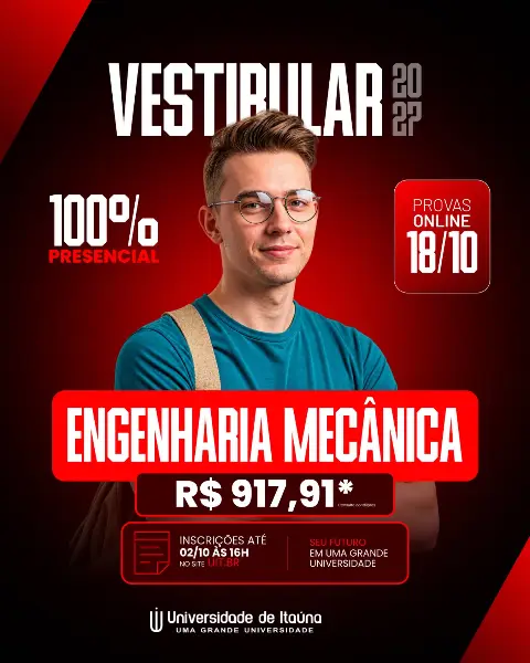 Engenharia Mecânica na Universidade de Itaúna — Vestibular 2027