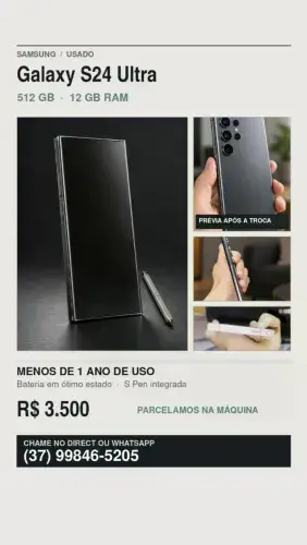 Samsung S24 ultra - vendo ou aceito troca em macbook
