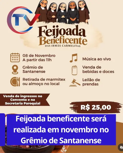 Feijoada beneficente das Irmãs Carmelitas no Grêmio de Santanense