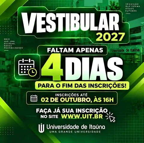 Vestibular 2027 da Universidade de Itaúna: inscrições até 2 de outubro