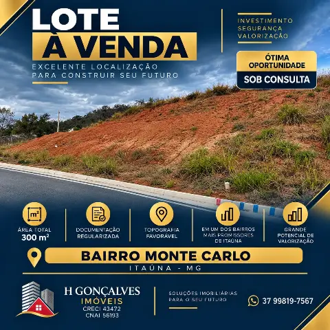 Lote 300 m2 à venda no Bairro Monte Carlo