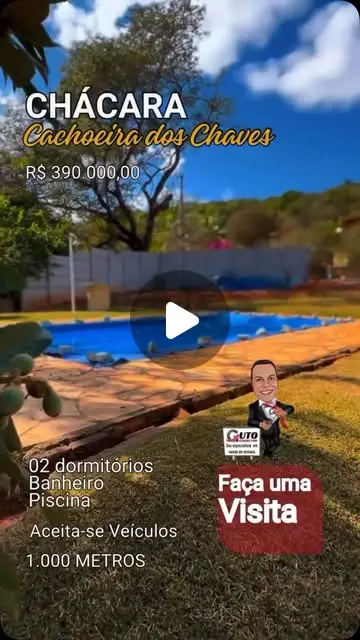 Chácara à venda com piscina e lagoa – Cachoeira dos Chaves