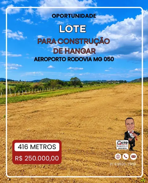 Lote 400 m2 de frente para pista de pouso