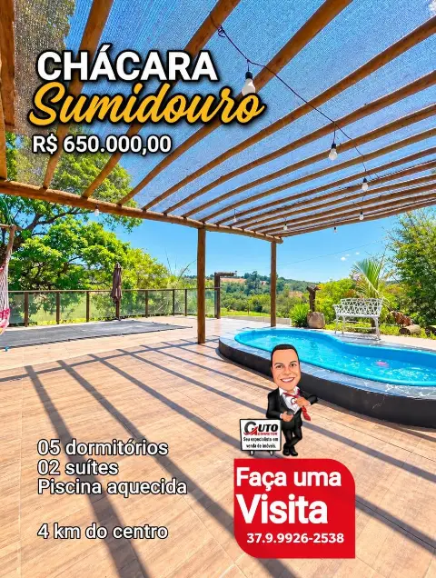 Chácara com 5 dormitórios e piscina no Sumidouro