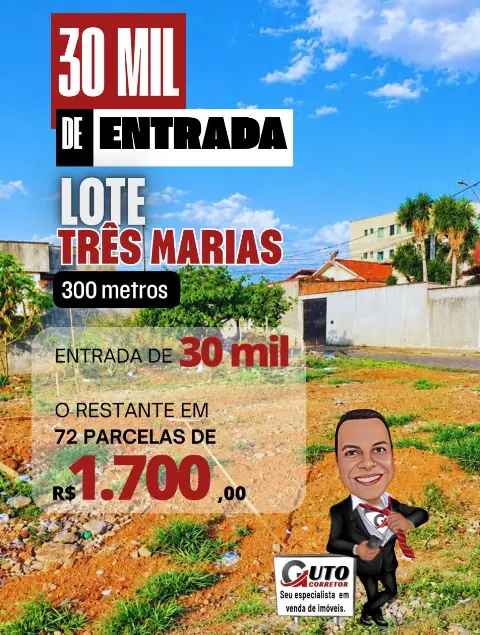 Lote plano 300 m2 no Bairro Três Marias