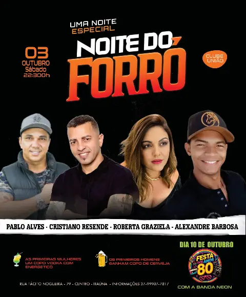 Noite de Forró no Clube União com Pablo Alves e convidados