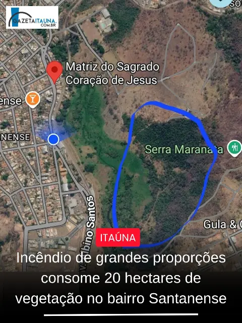 Incêndio em vegetação atinge 20 hectares no Santanense
