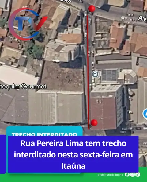 Rua Pereira Lima tem trecho interditado nesta sexta em Itaúna