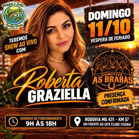 Show ao vivo com Roberta Graziella no Pesque e Solte Família Tchola