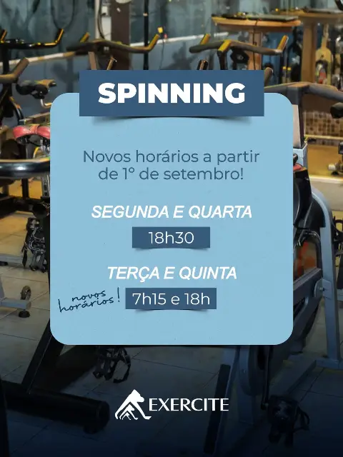 Novos horários de Spinning na Academia Exercite