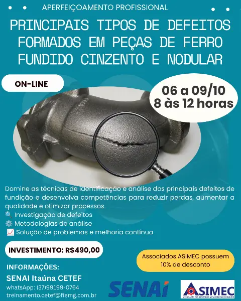 Cursos de Fundição no SENAI Itaúna — Outubro