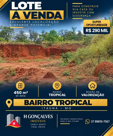 Lote 450 m2 à venda no Bairro Tropical
