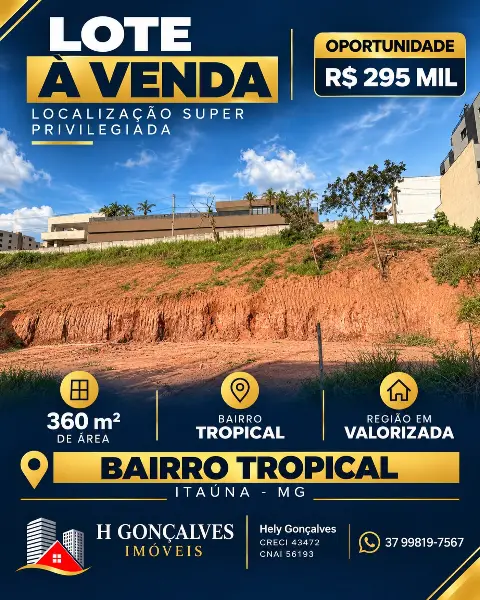Lote 360 m2 à venda no Bairro Tropical