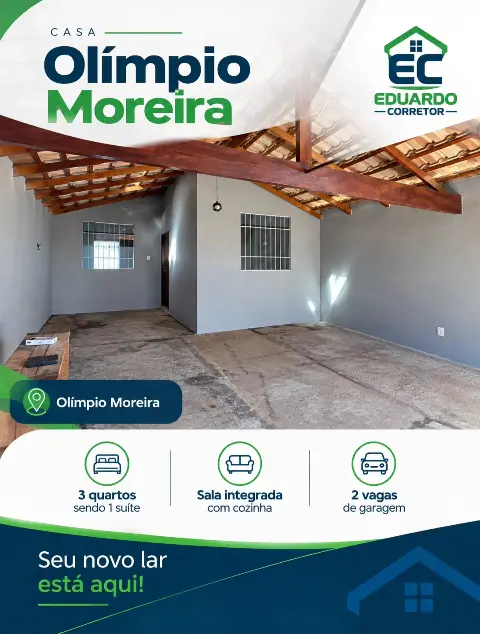 Casa 3 quartos com suíte e garagem no Olímpio Moreira