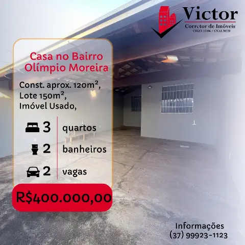 Casa 3 quartos à venda no Olímpio Moreira