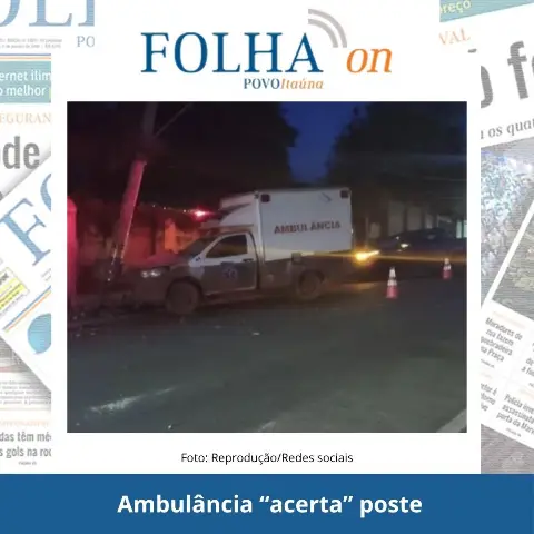 Ambulância de mineradora colide em poste perto do Hospital Manoel Gonçalves