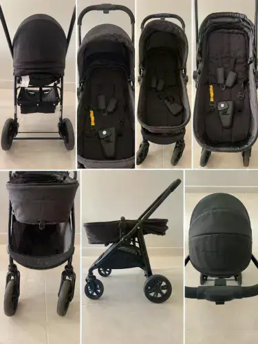 Carrinho de Bebê Galzerano Olympus New Black + Bebê conforto E Base GALZERANO 0-13 Kg