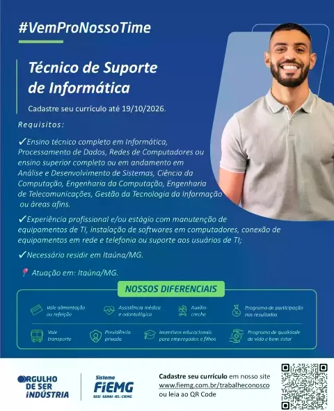 Técnico de Suporte de Informática – Vaga Aberta