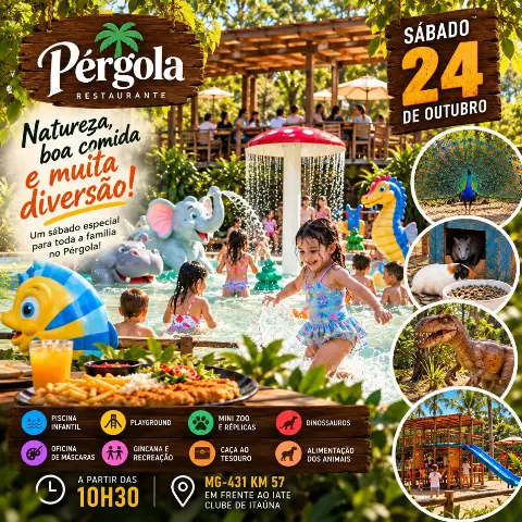 Pérgola: Playground, Mini Zoo e Dinossauros – Sábado, 24/10