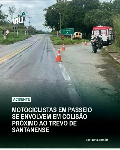 Motociclistas em colisão na MG-050, próximo a Santanense