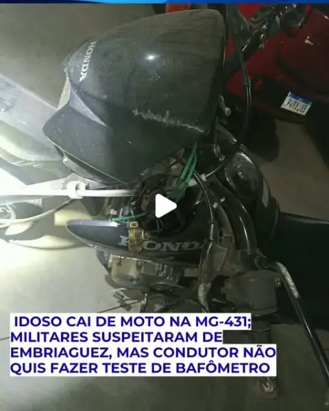 Idoso cai de moto na rodovia MG-431