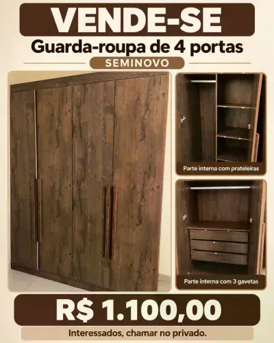 Guarda roupas de 4 portas seminovo