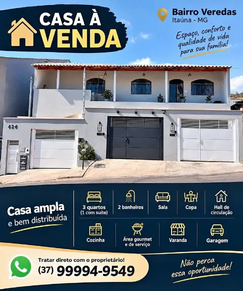 Casa 3 quartos à venda no bairro Veredas