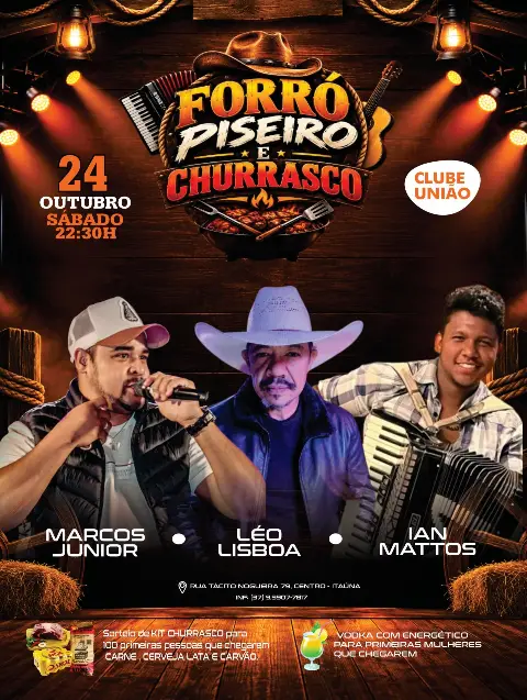 Forró, Piseiro e Churrasco no Clube União – sábado, 24 de outubro