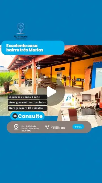 Casa 3 quartos com área gourmet no Bairro Três Marias