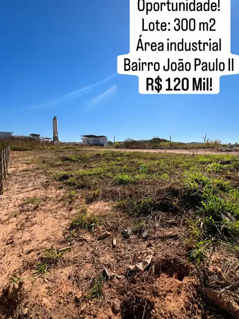 Lote 300 m2 à venda no bairro João Paulo II