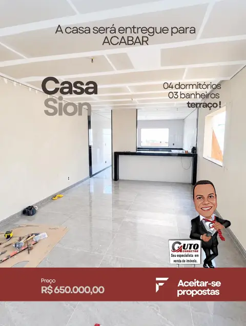 Casa semiacabada à venda no bairro Sion