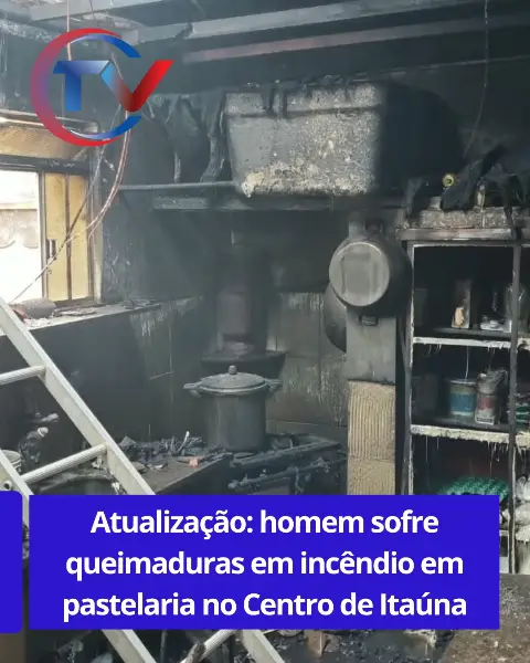 Incêndio atinge pastelaria no Centro e deixa homem ferido