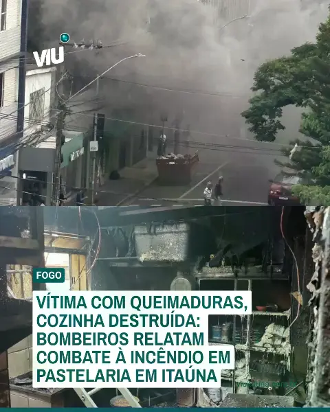 Incêndio em pastelaria no Centro de Itaúna deixa vítima com queimaduras