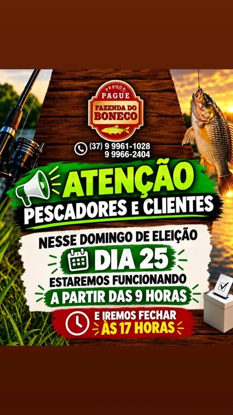 Pesque e Pague Fazenda do Boneco abre neste domingo, dia 25