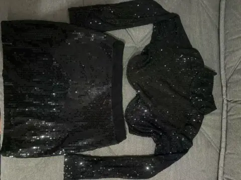 Conjunto em paetê preto