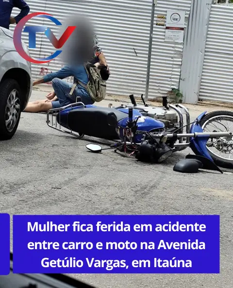 Acidente entre carro e moto na Avenida Getúlio Vargas