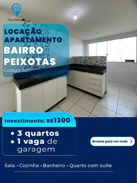 Apartamento 3 quartos com suíte para alugar no Bairro Peixotas